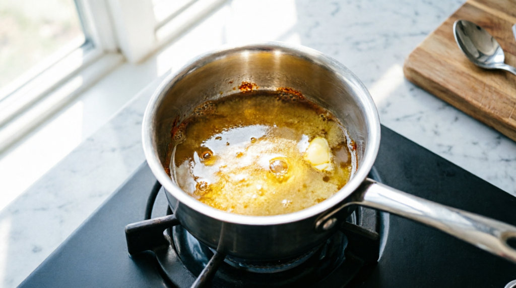 Butter melting in a saucepan on the stove