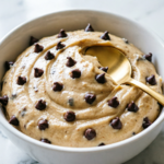 Bowl of cottage cheese cookie dough with chocolate chips
