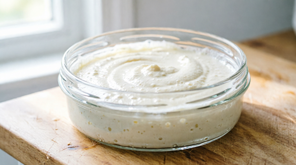 Blended smooth cottage cheese in a blender