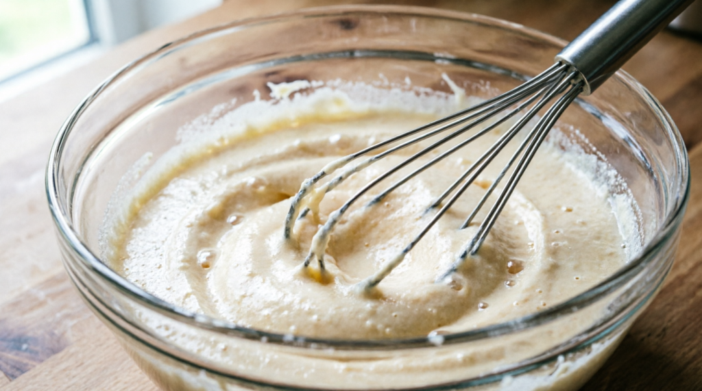 Dairy-free butter and sugar creamed together in a mixing bowl