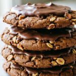 Stack of no bake peanut butter oatmeal cookies
