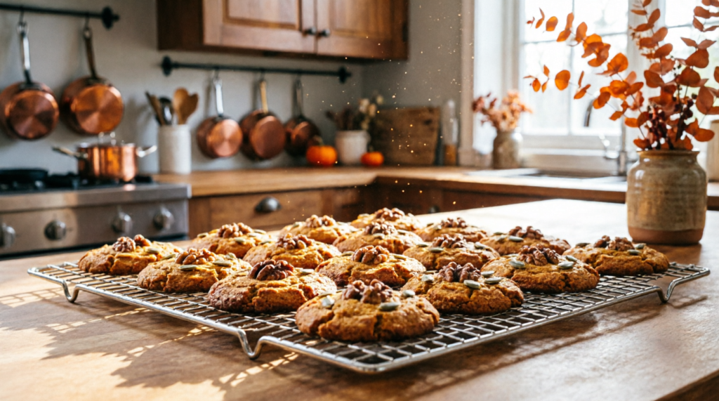 Finished thanksgiving cookies cooling on a wire rack